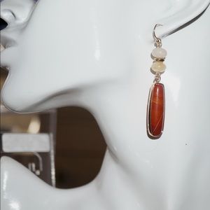 NEW Red Calcite and Quartz Earrings